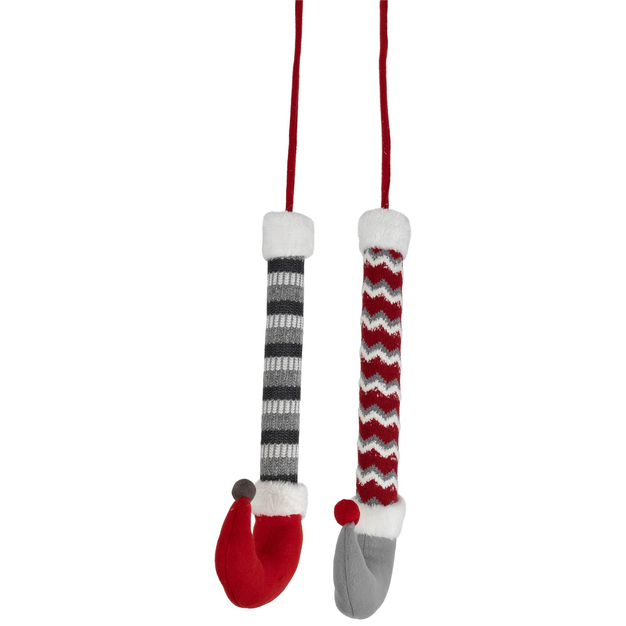 30" Gray & Red Plush Elf Leg Pick Set